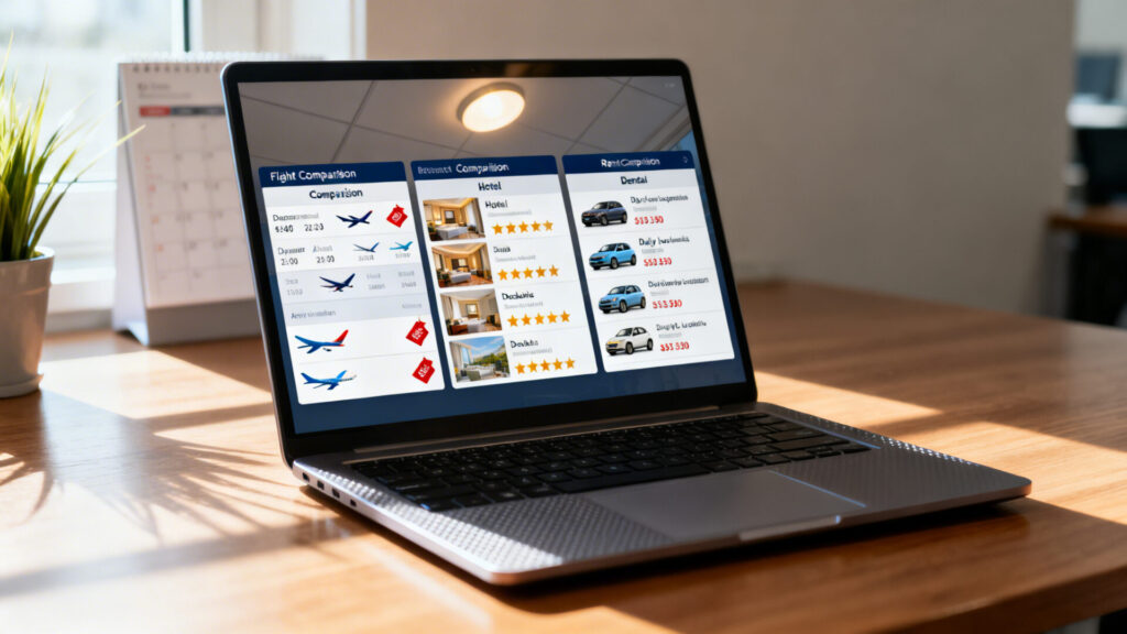 Comparer vols, hôtels et locations : guide des comparateurs de séjour sans aucun texte